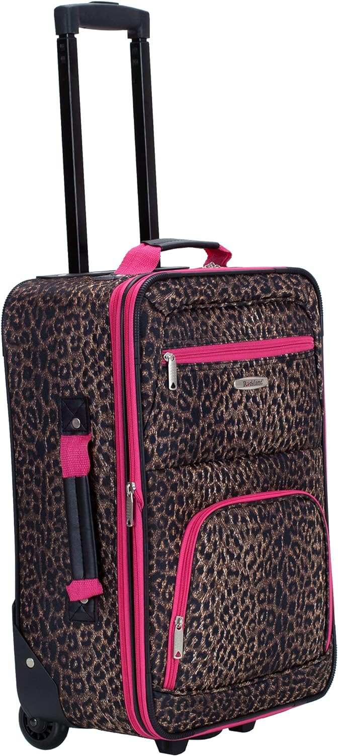 Rockland Jungle Softside Gepäck-Set, pink Leopard, 4-Piece Set (14/29/24/28), Jungle Softside Gepäck