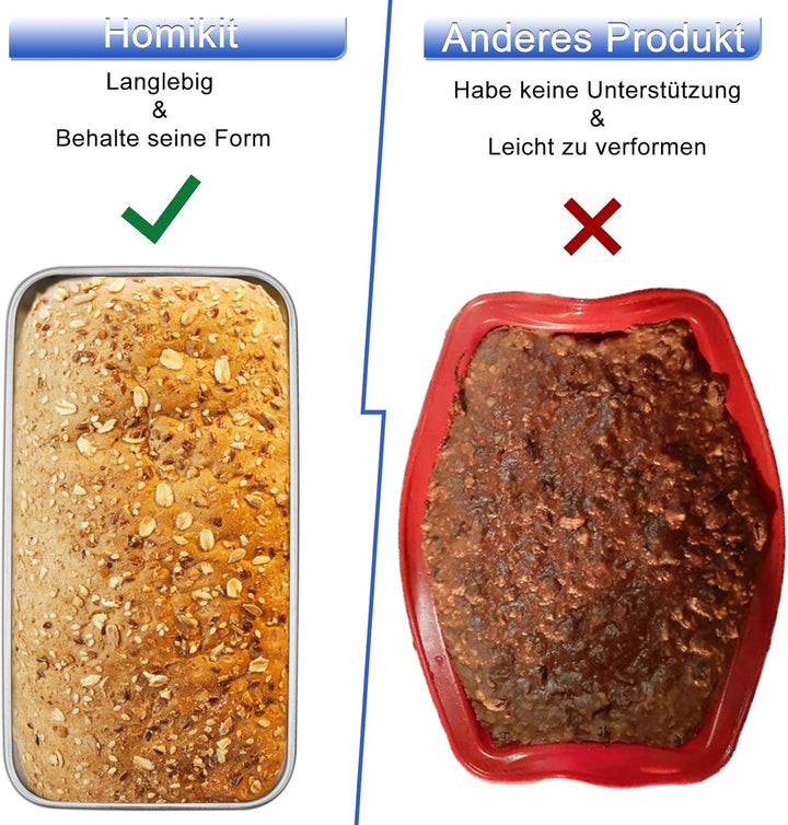 Homikit Kastenform, Edelstahl Brotbackform Königskuchenform 4er-Set, Rechteckig Brotform für Brot/Ku