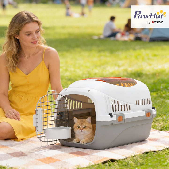 PawHut Transportbox Hundetransportbox für Katze Miniaturhunde bis 4kg 49x32x31cm Hundebox mit Dachöf