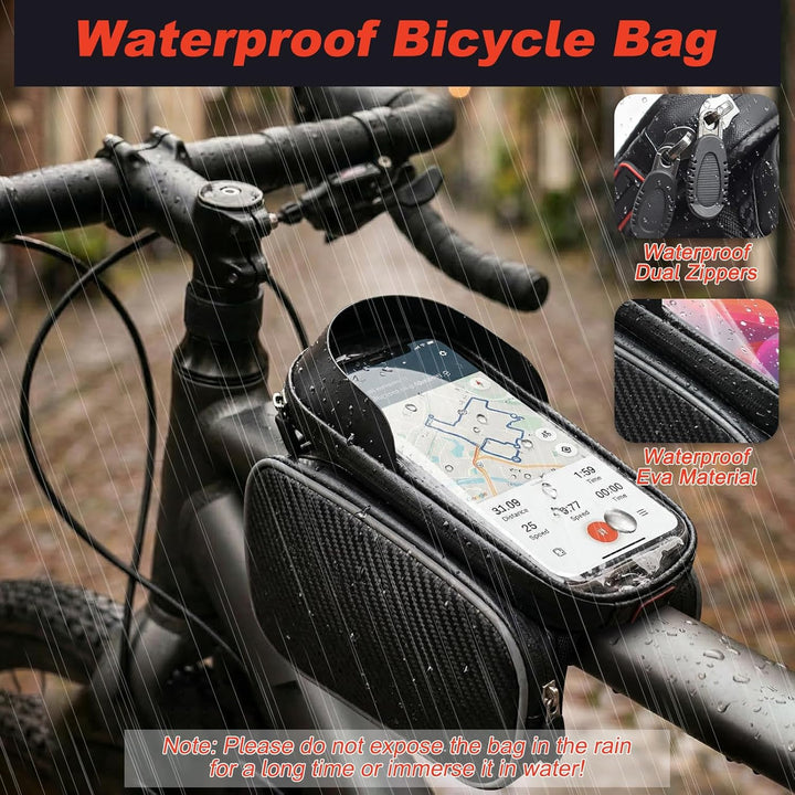 Fahrrad Rahmentasche, Wasserdicht Fahrrad Lenkertasche Oberrohrtasche Bikepacking mit TPU Sensitivem