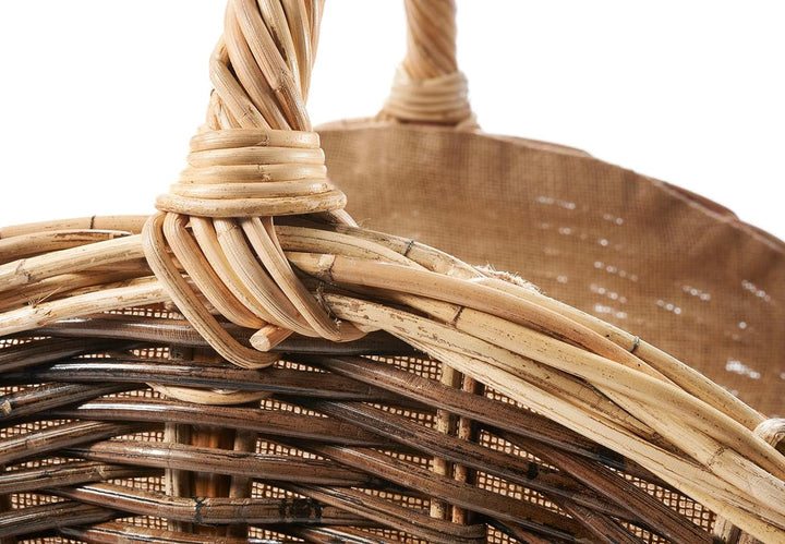 Kobolo Holztrage Holzkorb für Kaminholz - Rattan - mit Jutestoff und Henkel ausgestattet - zweifarbi