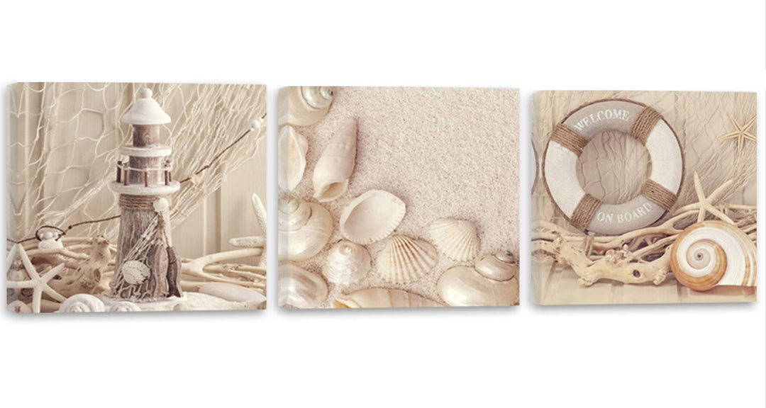 Feeby Bilder 3 Teile Strand Sand 90x30 cm Wohnzimmer Schlafzimmer Büro Flur Küche Wandbilder Modern