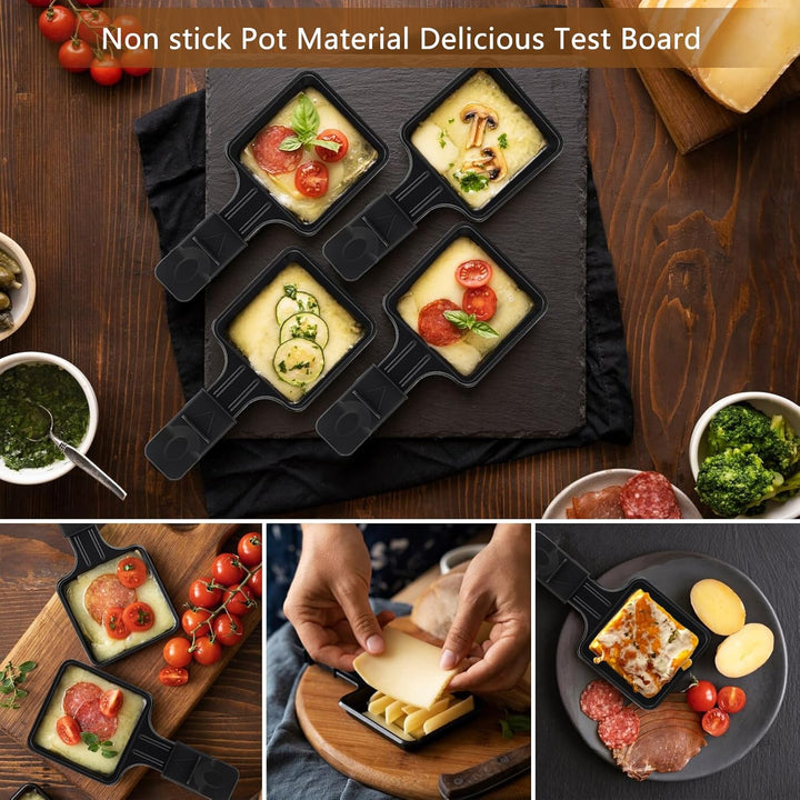 4 Stück Raclette Pfännchen Set, Pfannen Ersatz für Raclette Grill Zubehör, Antihaft-Beschichtung Mit