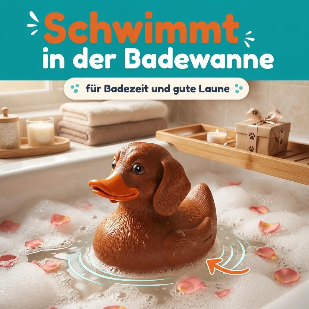 MIJOMA Bade-Dackel – Lustige Dackel-Badeente aus Vinyl – Geschenkidee für Dackelfans – Originelle Qu
