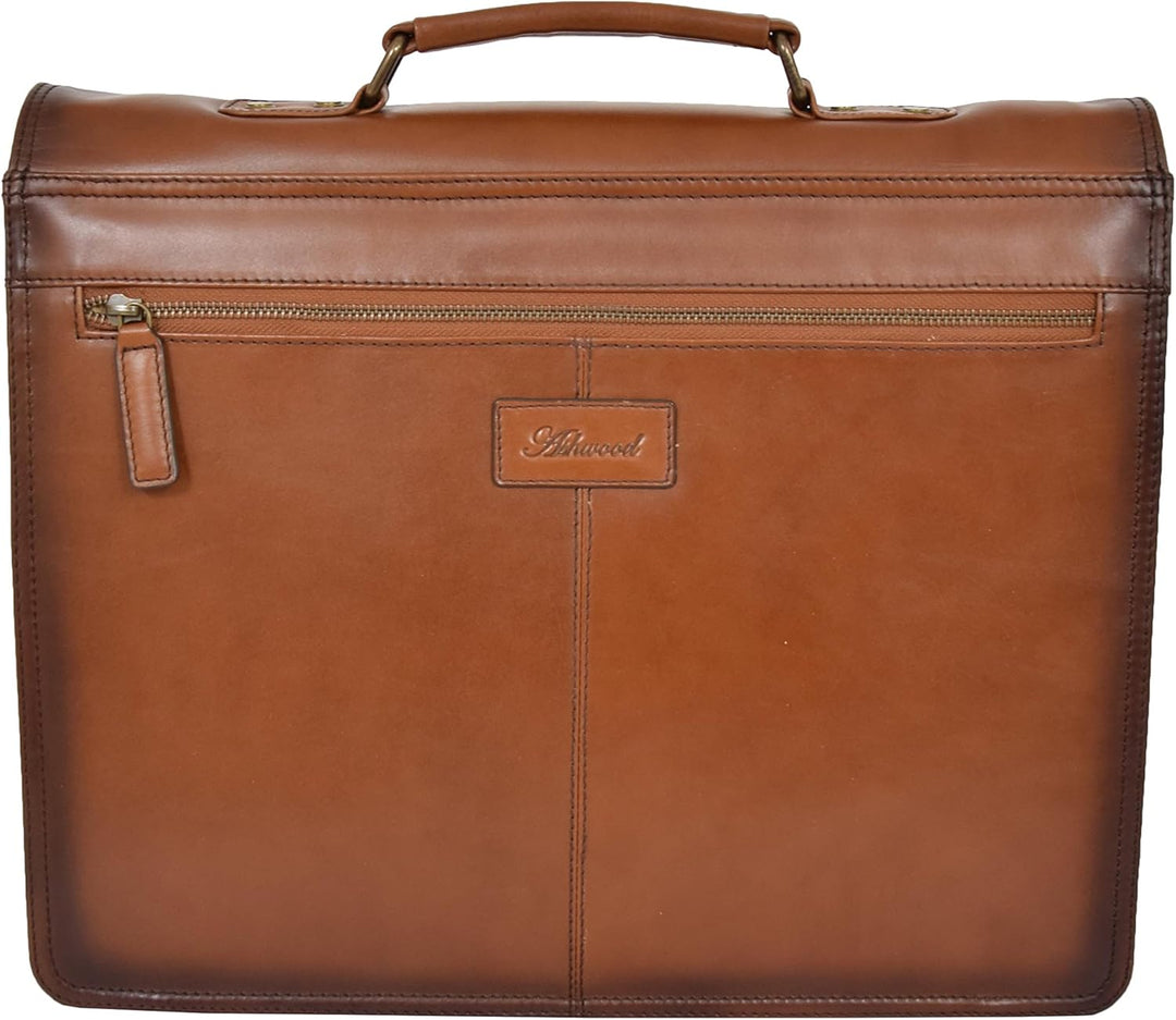 A1 FASHION GOODS Herren Aktentasche Italienisches Leder Soft-Slim-Tasche Antike Vintage Hellbraun Ge
