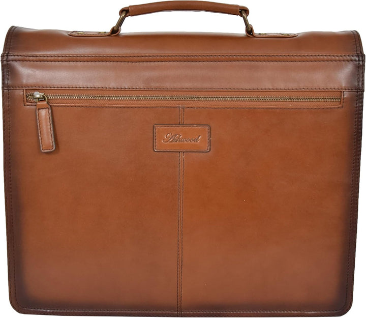 A1 FASHION GOODS Herren Aktentasche Italienisches Leder Soft-Slim-Tasche Antike Vintage Hellbraun Ge