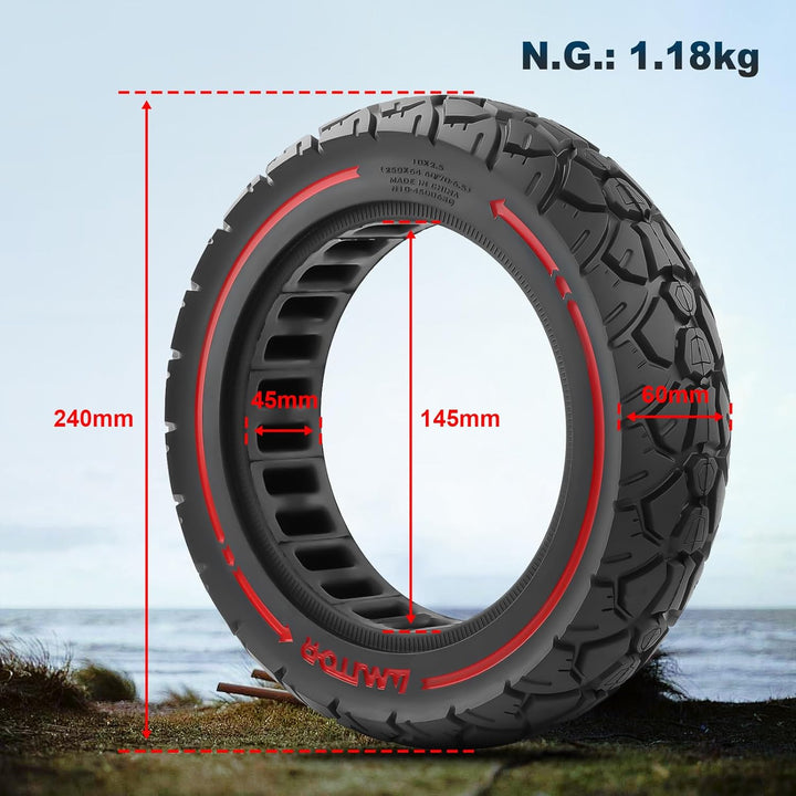 10X2,5(250x64 60/70-6,5) Vollgummireifen 10 Zoll Solide Reifen für Ninebot Max G30/Max G30D/Max G30D