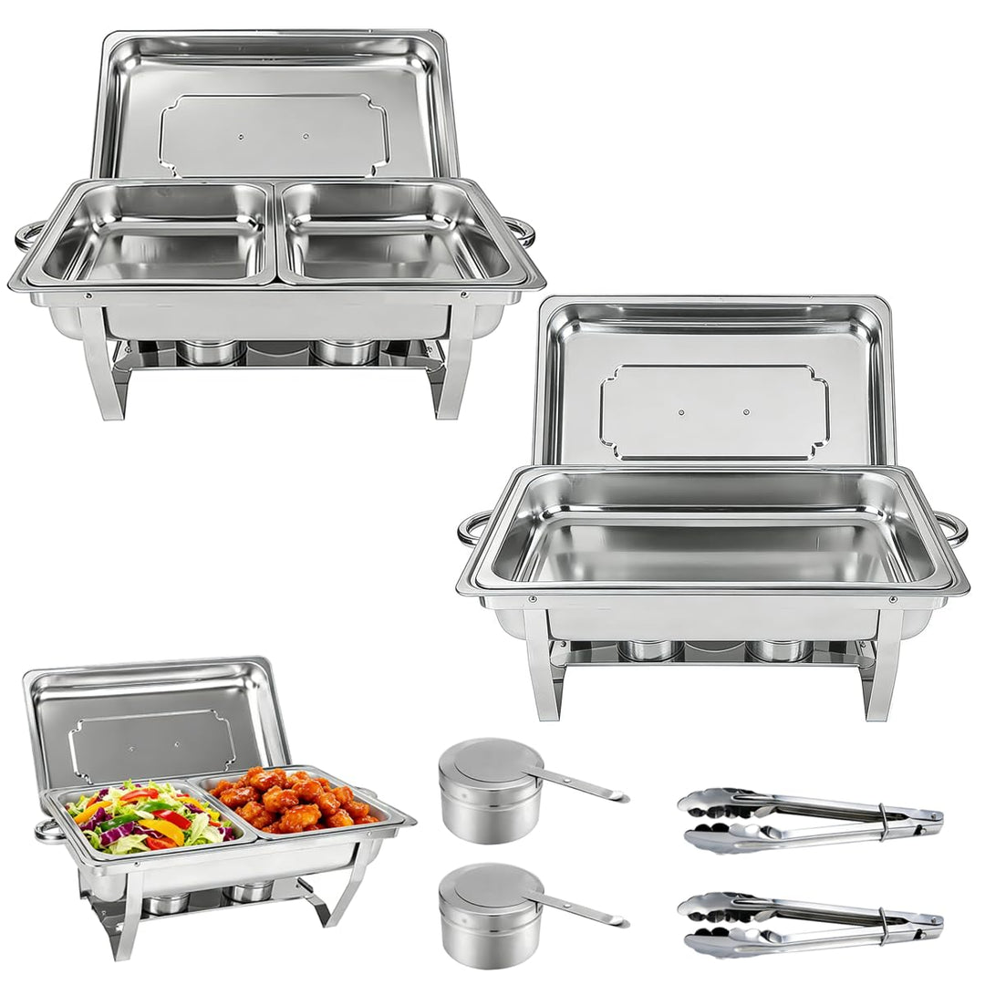 2pcs 9 Liter-Chafing Dish Buffet Set,Edelstahl BuffetwäRmer Set,Rechteckiger SpeisenwäRmer Mit Zange