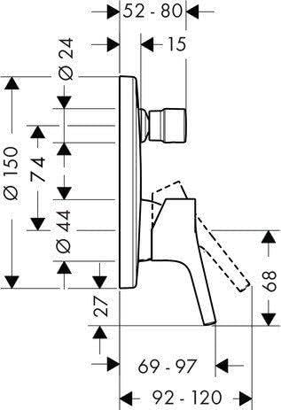 hansgrohe Talis S Unterputz Wannenarmatur, für 2 Funktionen, Chrom Wanne ohne Sicherungskombination,