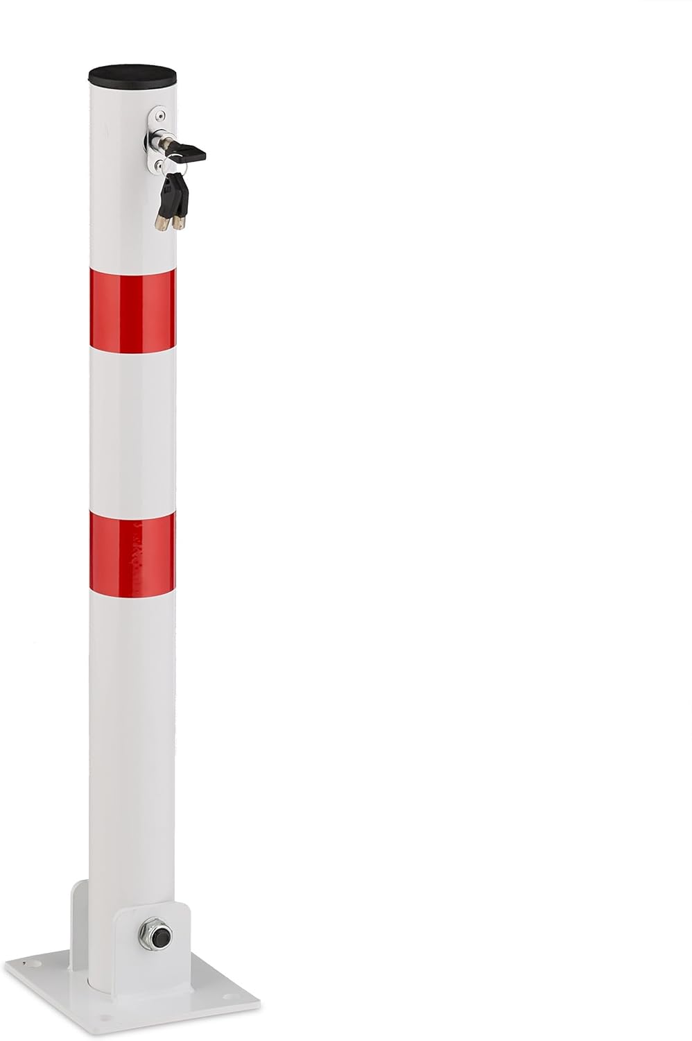 Relaxdays Absperrpfosten, klappbar, Stahl, Parkplatz Absperrung, H: 65 cm, abschliessbar, runder Par