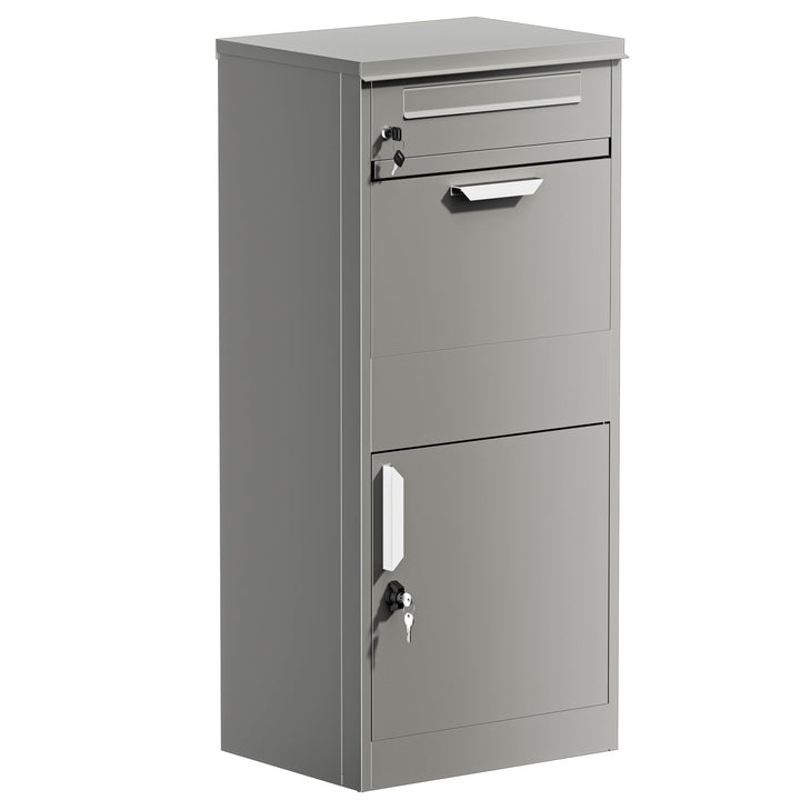 Wiltec Paketkasten grau 500 x 370 x 1120 mm, Paketbox Zuhause, Private Paketannahme passend für Pake