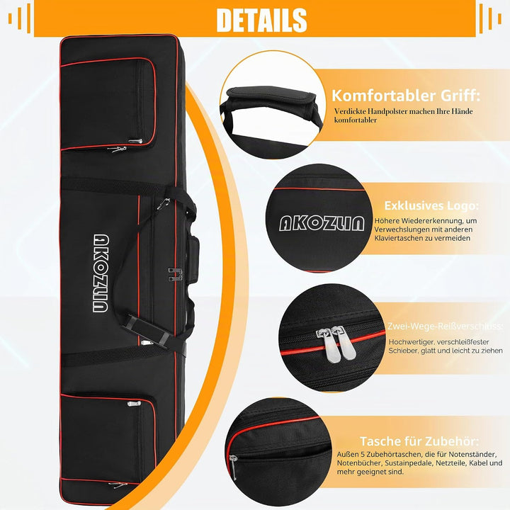 AKOZLIN 49/61/76/88 Slim/88 Key Keyboard Case Electric Piano Keyboard Bag Portable Keyboard Gig Bag