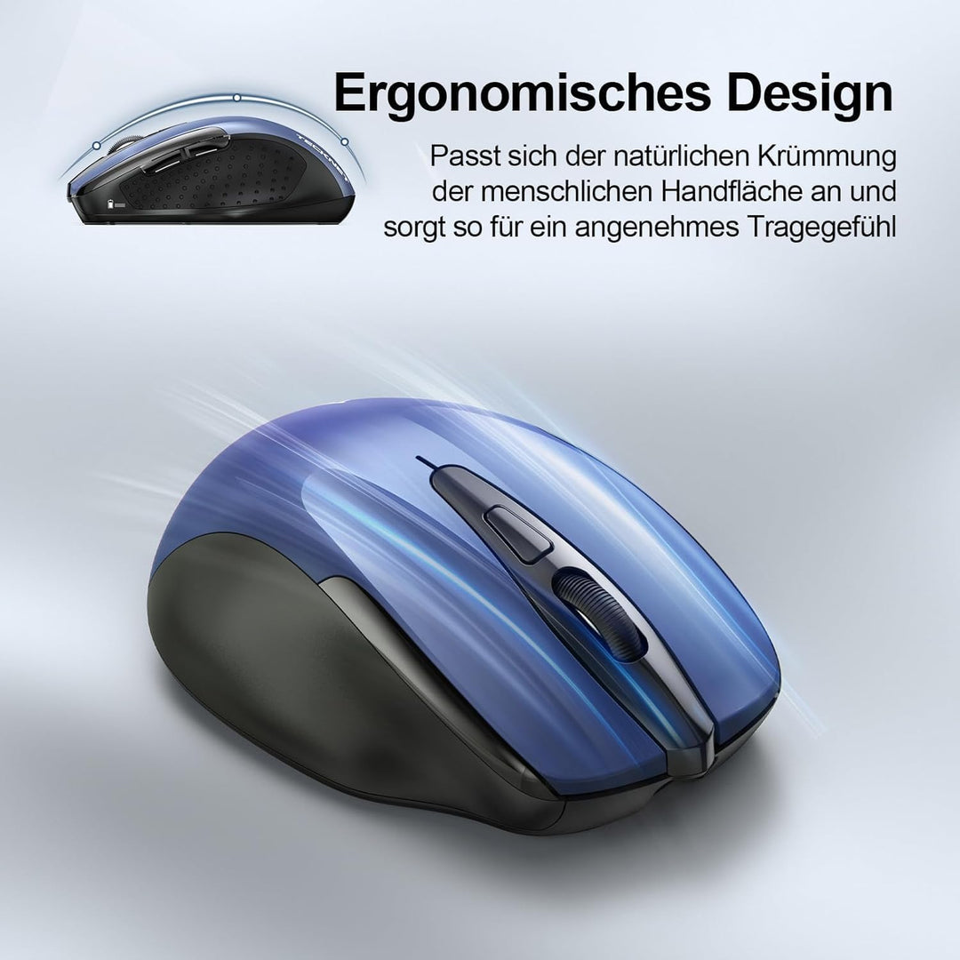 TECKNET Bluetooth Maus, Wiederaufladbare Kabellose Bluetooth Maus (DREI Modi: BT 5.0/3.0 + 2,4 G), 4