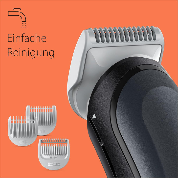Braun Bodygroomer Series 3, Elektrischer Körperrasierer Herren mit 3 Zubehörteile, Kabelloser Trimme