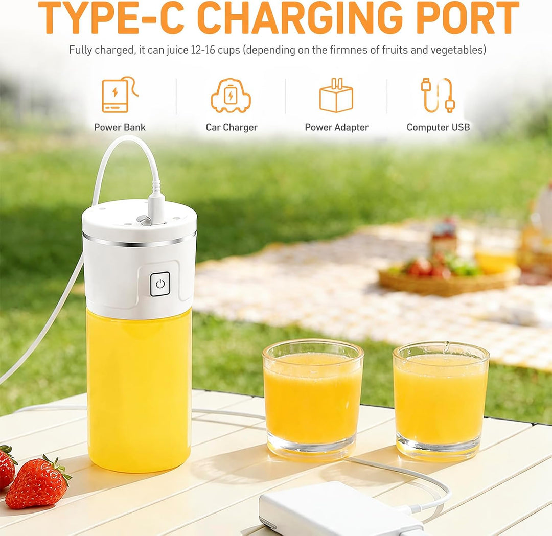 Tragbarer USB-Smoothie-Mixer mit 450ml Glasbecher: Perfekter Mini-Mixer für frische Säfte, Shakes, S