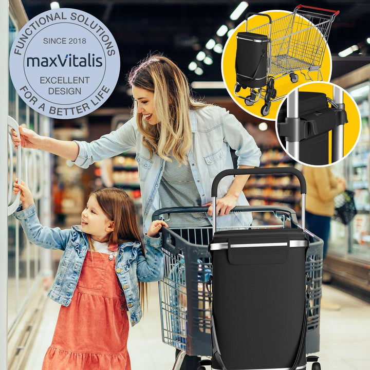 maxVitalis Einkaufstrolley Treppensteiger mit XXL Kühlfach, Einkaufsroller klappbar, Shopping Trolle