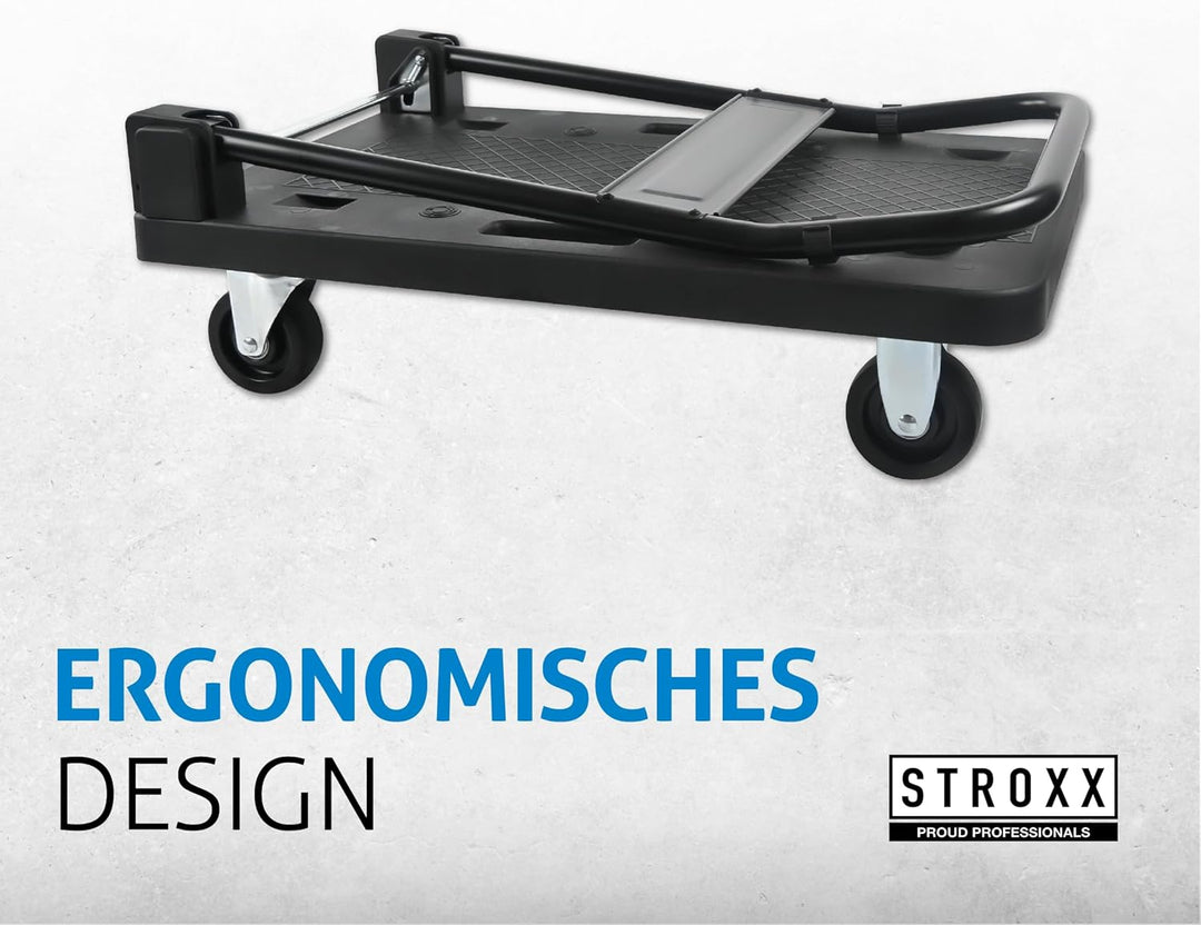 STROXX – Plattformwagen 150Kg - Extreme leicht - 740x470x930mm (LxBxH) Grosse Fläche - Transportwage
