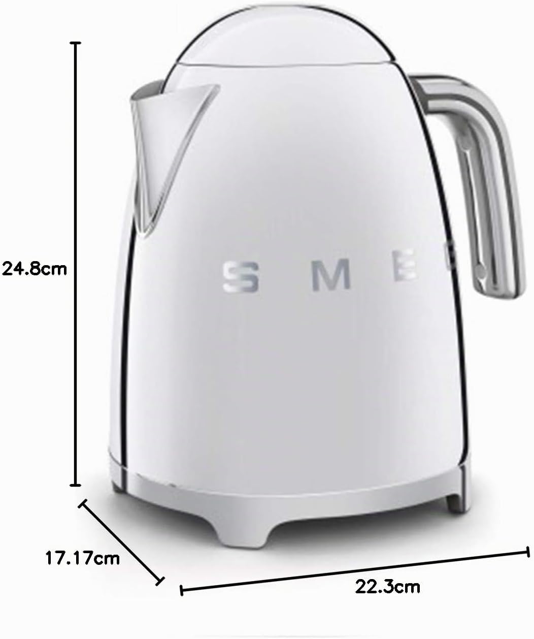 Smeg, KLF03SSEU 1.7L Wasserkocher, Soft-Opening-Kannenverschluss, Herausnehmbarer Anti-Kalkfilter au