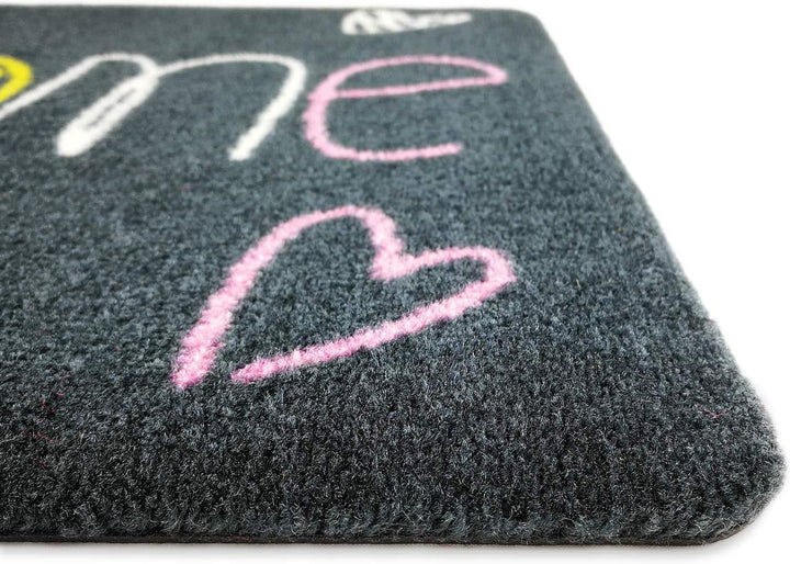 Fussmatte Welcome 50 x 70 cm Grau - rutschfeste, waschbare Fussmatte für Aussen und Innen - Saugstar
