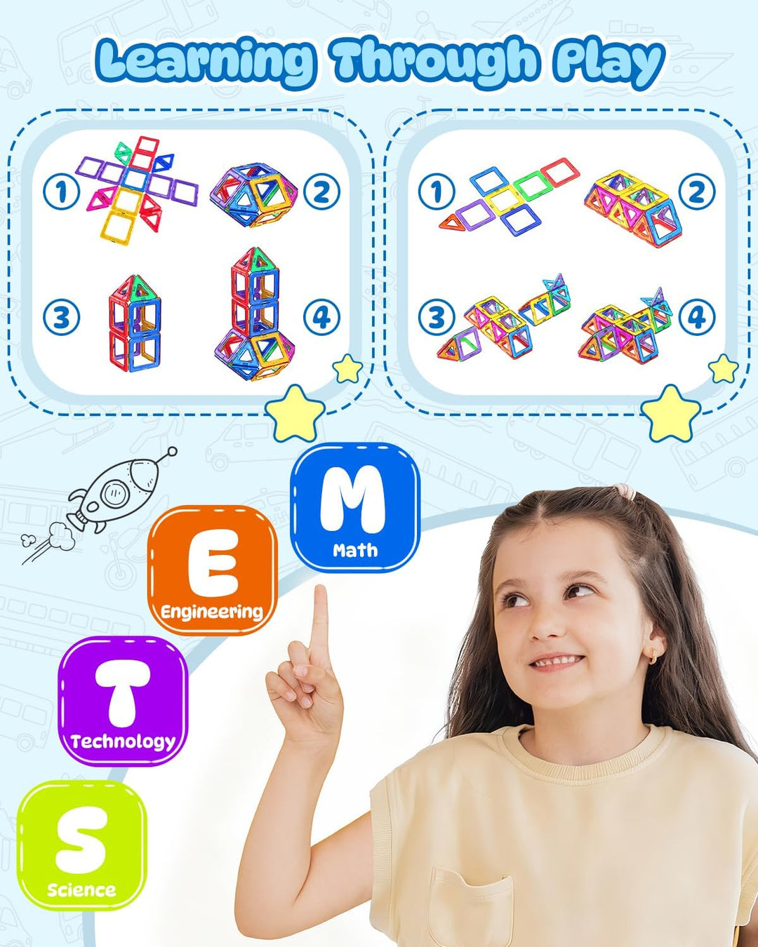 Theefun Magnetische Bausteine, 60 Teile Magnetbausteine Magnetspielzeug Magnet Spielzeug Magnetspiel
