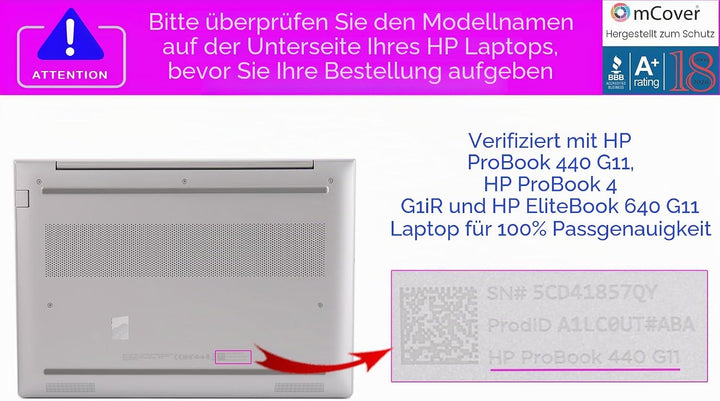 mCover Nur kompatibel mit HP ProBook 440/445 G11 und EliteBook 640 | 645 G11 Serie Windows Notebook-