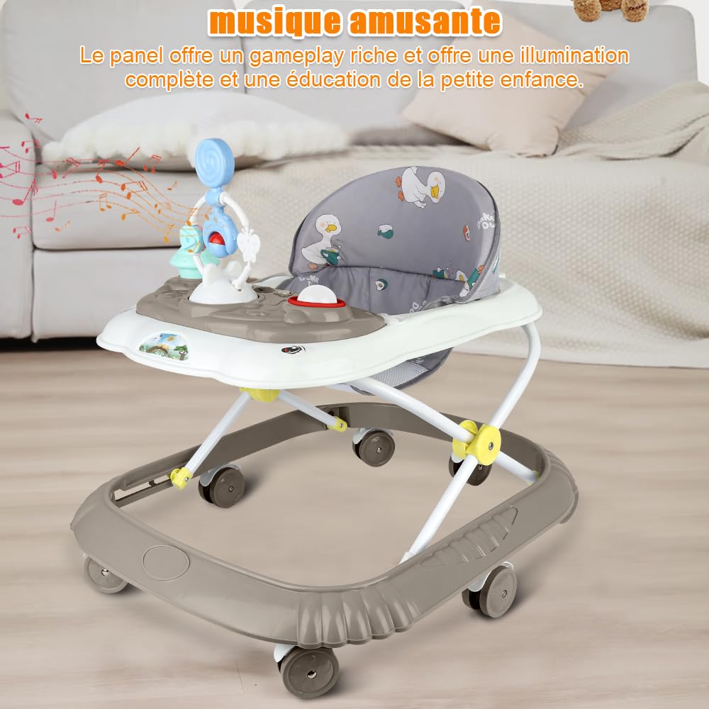 Lauflernhilfe für Babys, Jungen, Mädchen, mitwachsend, 2-in-1, mit Musik &amp; Trittbrett, Lauflernhilfe