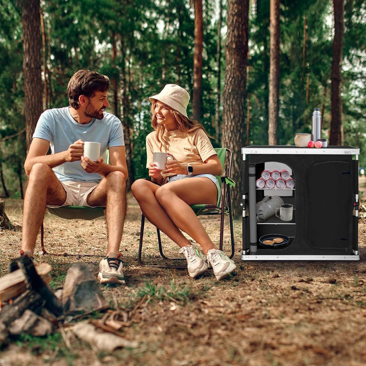 EAGLE PEAK Zwei-Personen-Camping-Klapptisch mit Aufbewahrungsorganizer und Seitentaschen, tragbare O