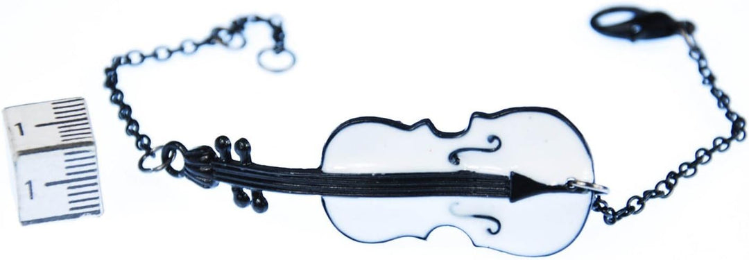 Miniblings Geige Violine Viola Bratsche Geiger Musik Armband weiss - Modeschmuck handmade - Damen Mä