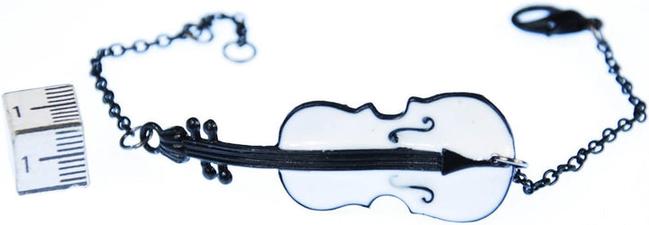 Miniblings Geige Violine Viola Bratsche Geiger Musik Armband weiss - Modeschmuck handmade - Damen Mä