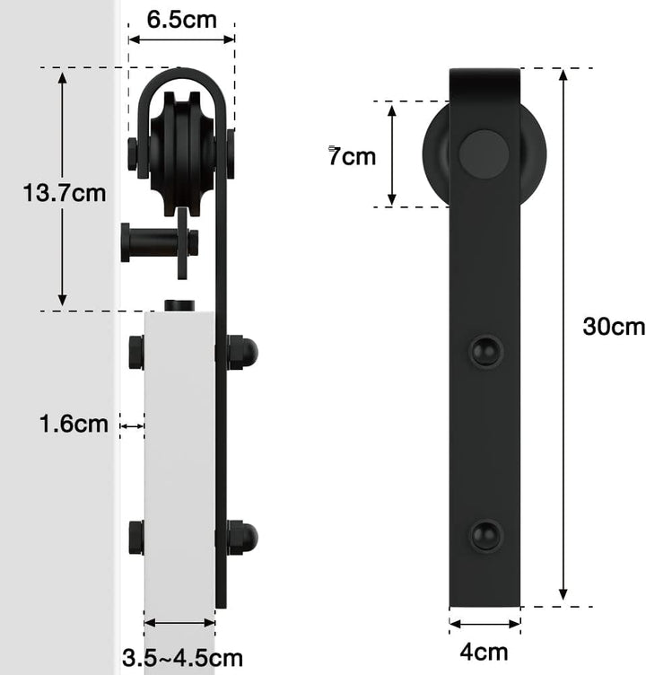 WINSOON Schiebetür Komplettset für Zimmertür Holz: 6FT/183CM Schiebetür Schiene Set für Einzeltür -