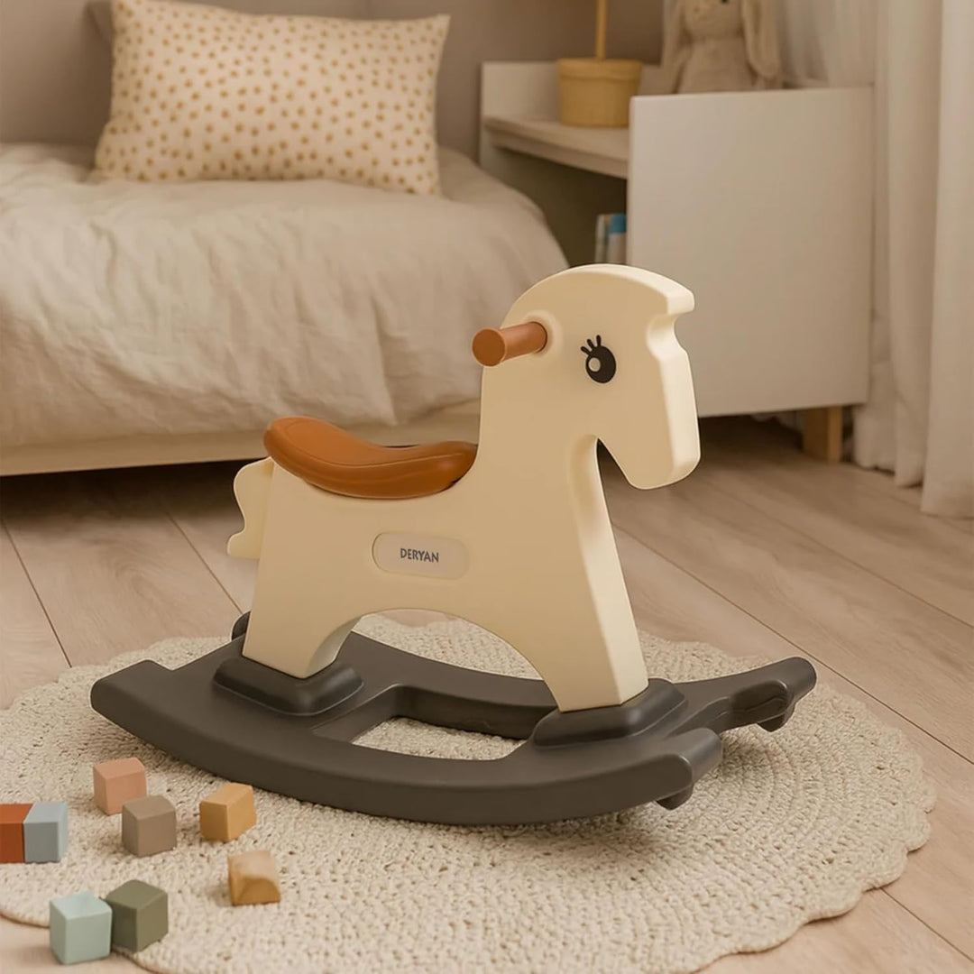 DERYAN Mellow Schaukeltier für Kinder – Weiches Schaukelpferd – rutschfest – Ab 12 Monaten – Farbe C