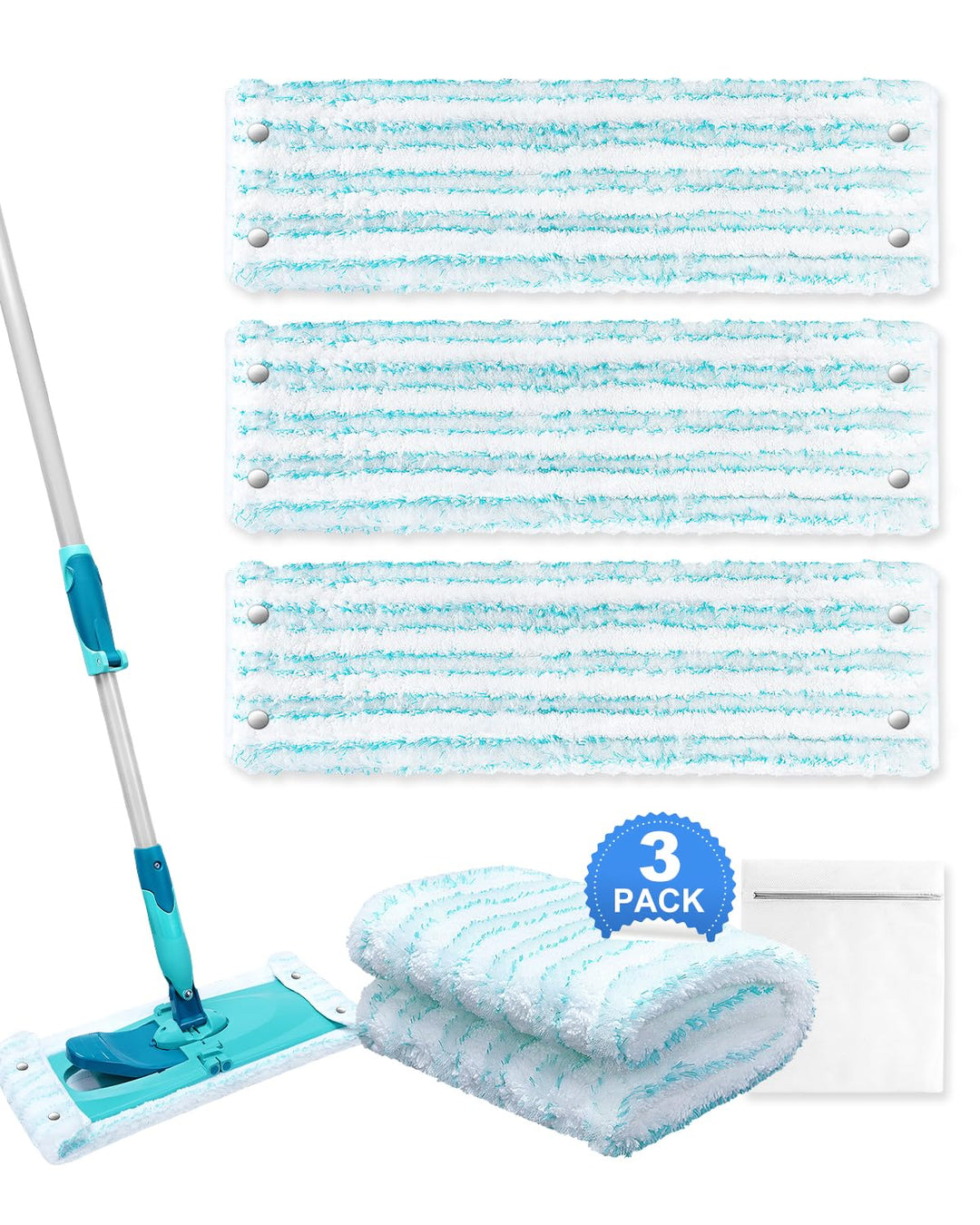 3er Bodenwischer Ersatzbezug für Leifheit Twist/ Combi XL Micro Duo , Mikrofaser Wischbezug für alle