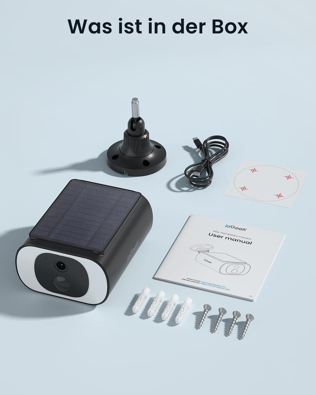 ieGeek 2K Kamera Überwachung Aussen, Integrierte Solarpanel Überwachungskamera Aussen Akku, 2.4Ghz W