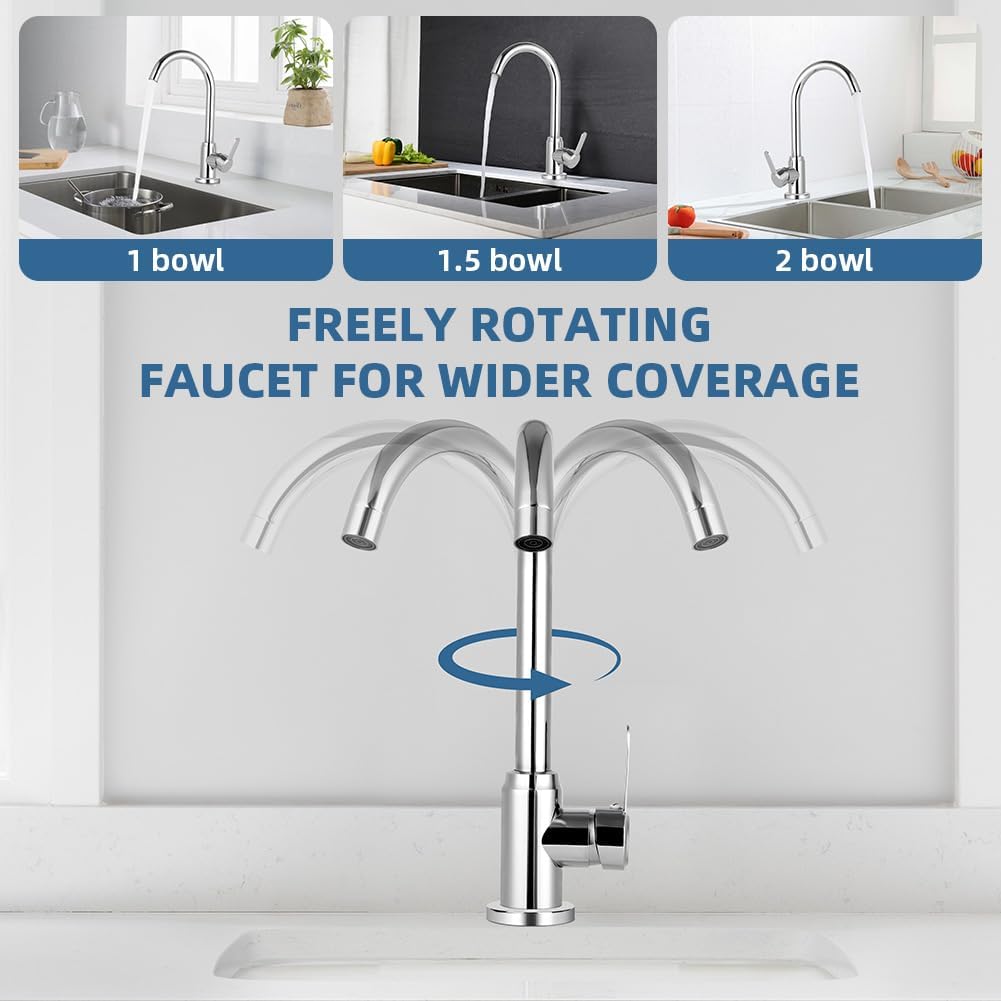 Flintronic Wasserhahn Küche, Spültischarmatur mit Wasserspar Aerator, Mischbatterie Küche 360° Schwe