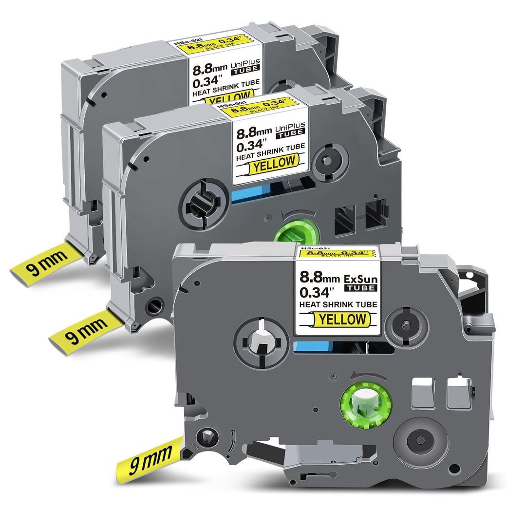 3er-Pack Kompatibel 8,8mm Schrumpfschläuche Etikettenband für Brother HSe-621 HSe621 HS621 HS-621 fü