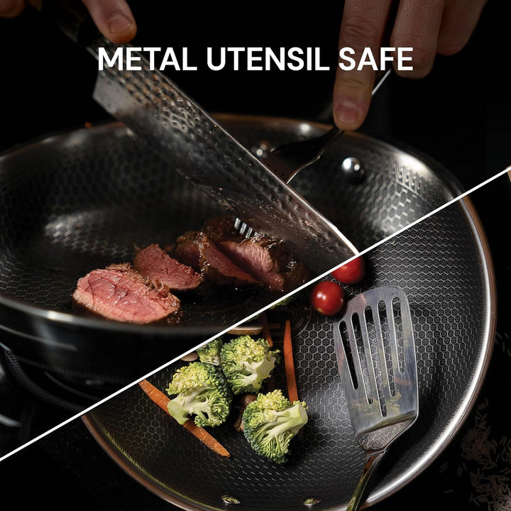 Rosmarino HexaPRO 2.0-28 cm Edelstahl Wok – Premium Antihaft Beschichtung, ofenfest – Ideal für viel