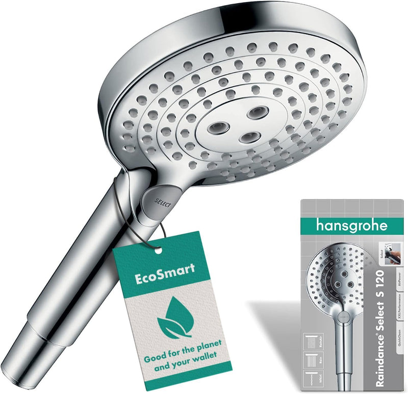 hansgrohe Duschkopf Raindance Select S, Duschbrause wassersparend, 3 Strahlarten, Antikalk-Funktion,