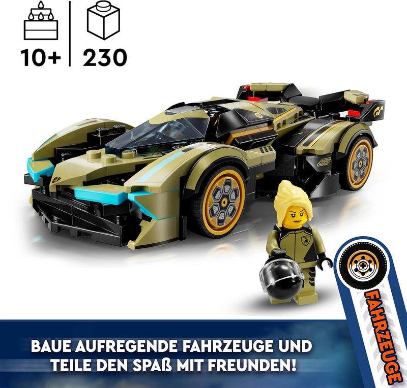 Lego Speed Champions Lamborghini Lambo V12 Vision GT Supersportwagen, Spielzeugauto mit baubarem Mod