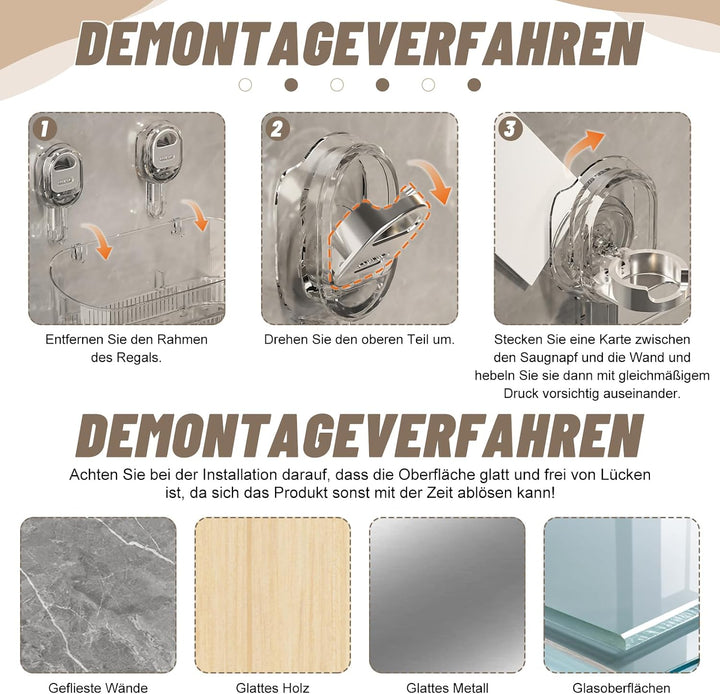 Duschablage Ohne Bohren, Bad Regal Hängend, Badezimmer Organizer, Wandregal, Aufbewahrungsregal, Dus