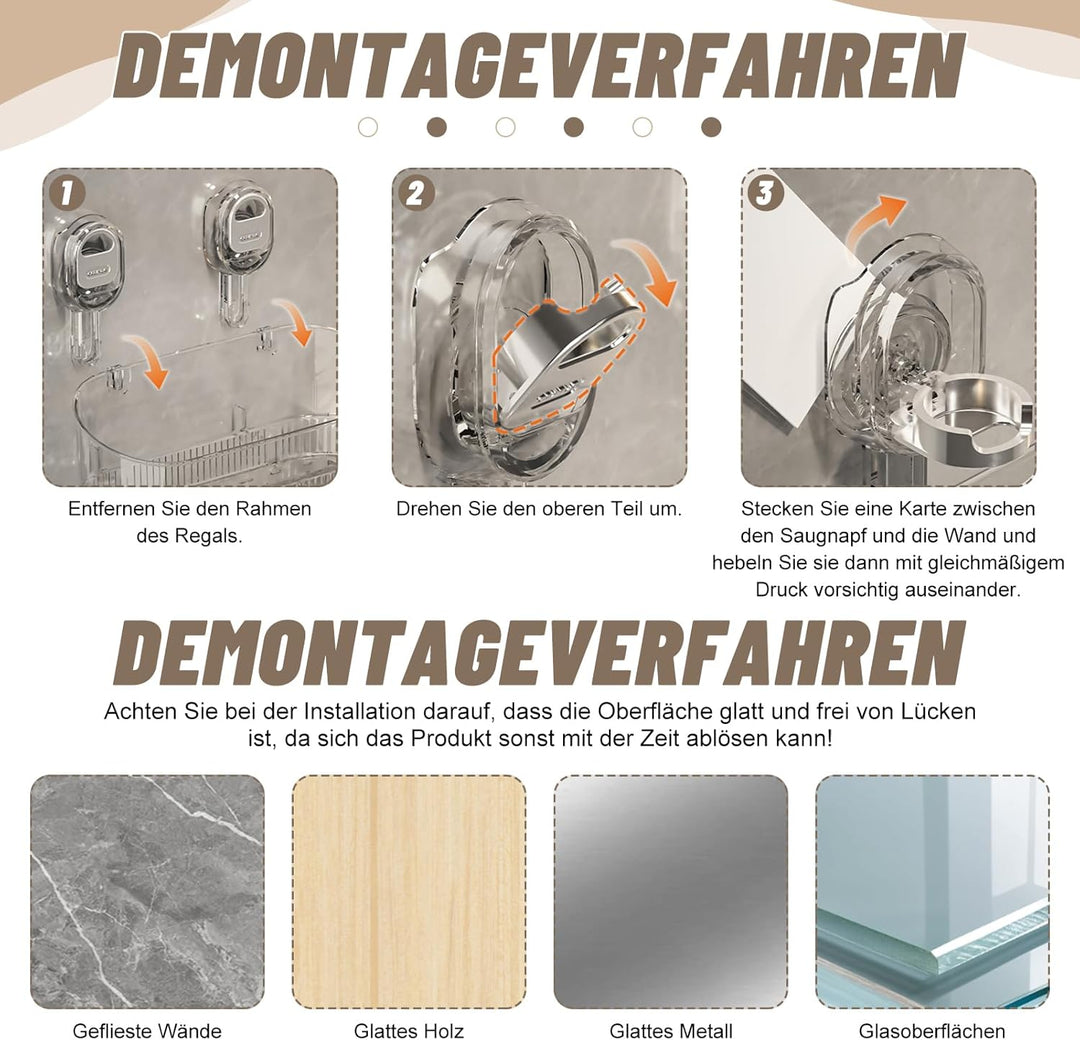 Duschablage Ohne Bohren, Bad Regal Hängend, Badezimmer Organizer, Wandregal, Aufbewahrungsregal, Dus