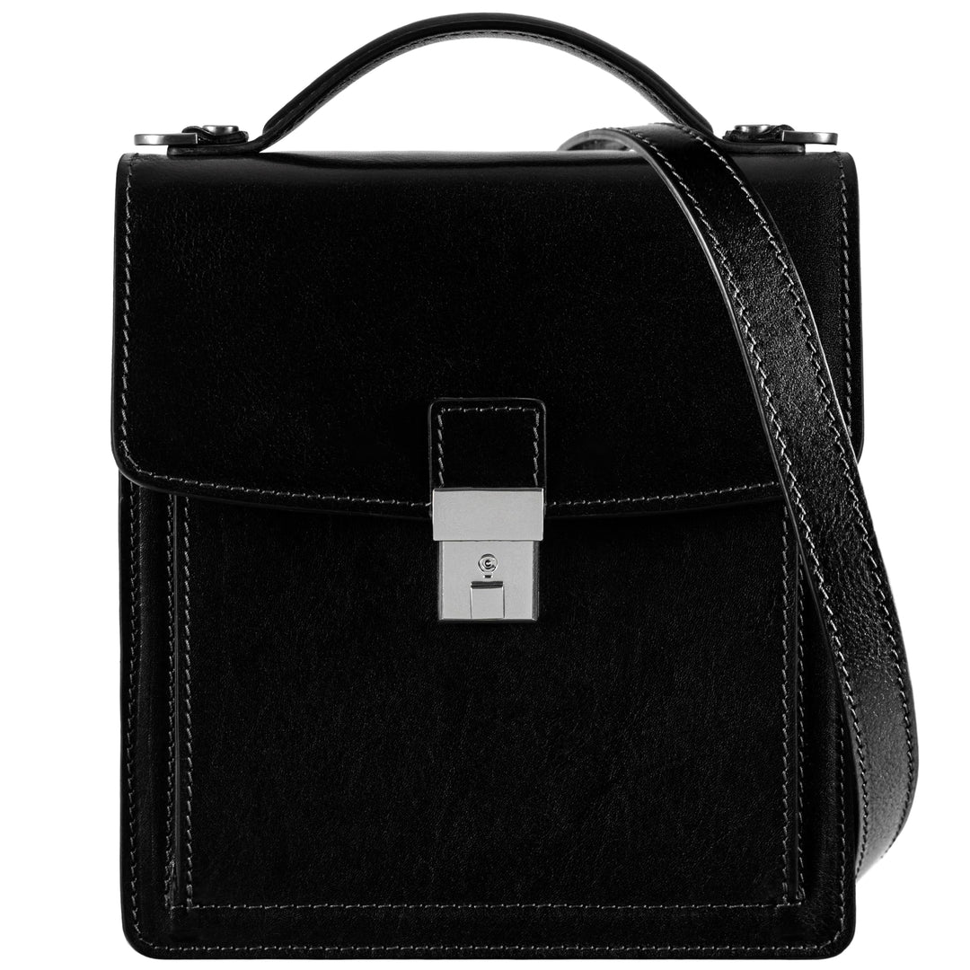 Time Resistance Leder Aktentasche - Leder Tasche Handgefertigt in Italien - Arbeitstasche mit Schult