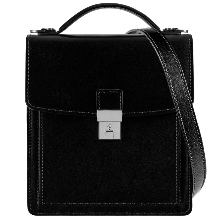 Time Resistance Leder Aktentasche - Leder Tasche Handgefertigt in Italien - Arbeitstasche mit Schult