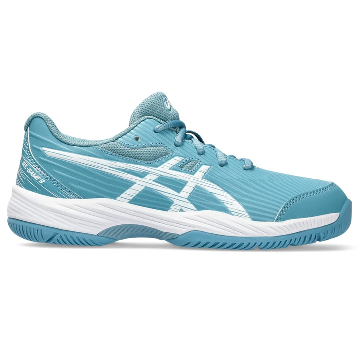 ASICS Jungen Gel-Game 9 Gs Clay/Oc Sneaker 34.5 EU Gris Blue White, 34.5 EU Gris Blue White