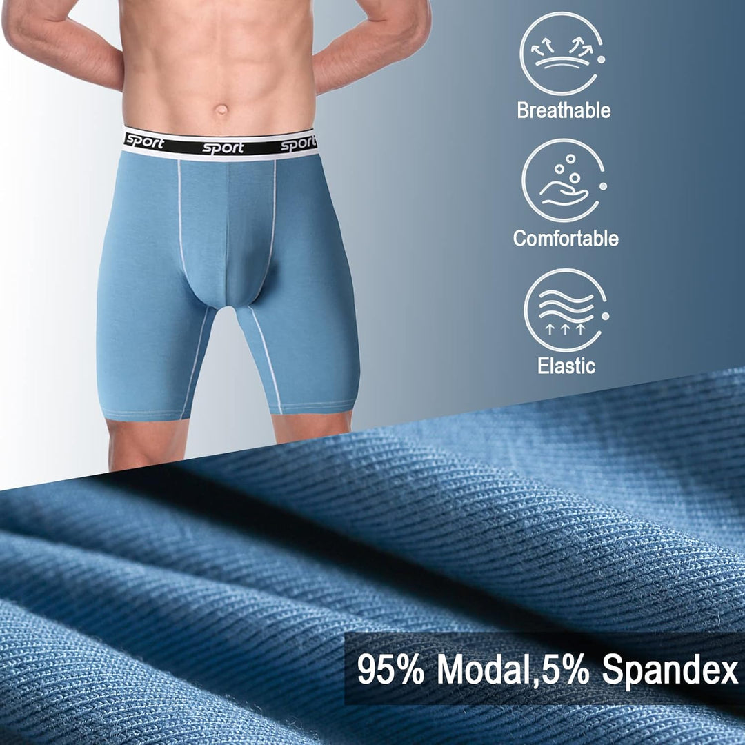 Nuofengkudu Herren Modal Unterwäsche Nahtlose Langes Bein Boxershorts Anti Chafing Unterhosen Atmung
