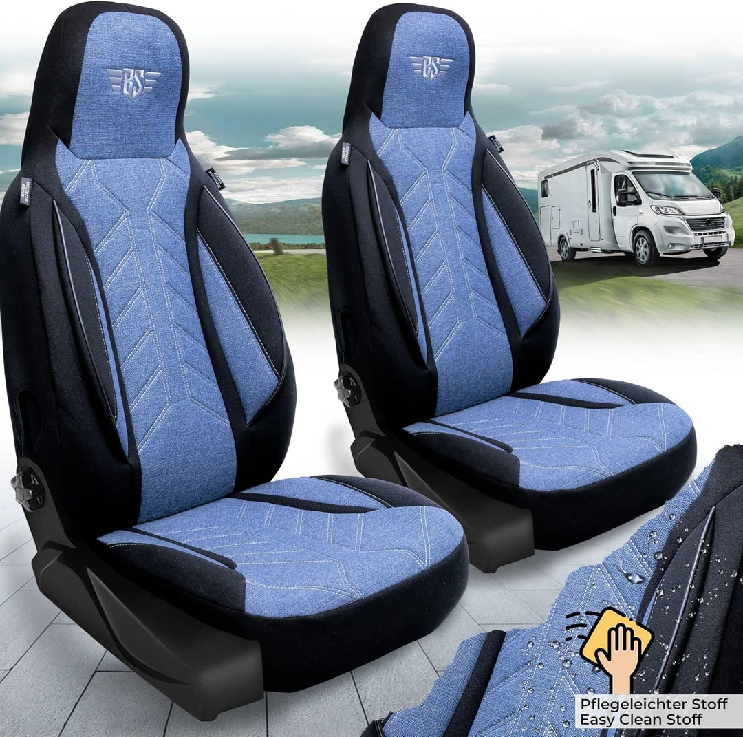 BREMER SITZBEZÜGE Wohnmobil Schonbezüge für FIAT Ducato Jumper Boxer PLKT206 PLKT206 - Schwarz/Blau,