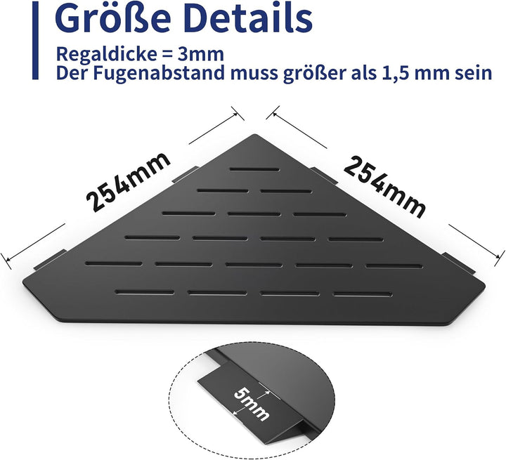 Duschablage Ecke Edelstahl,Heavy Duty Eckregal für Geflieste Wände | 3 mm Stärke, vertieftes Badezim