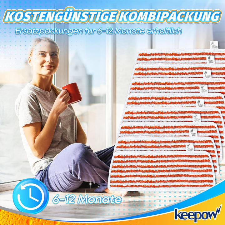 KEEPOW 8 Stück für Vileda Steam PLUS XXL Dampfreiniger Ersatzbezüge, Waschbar Ersatzbezug für Vileda