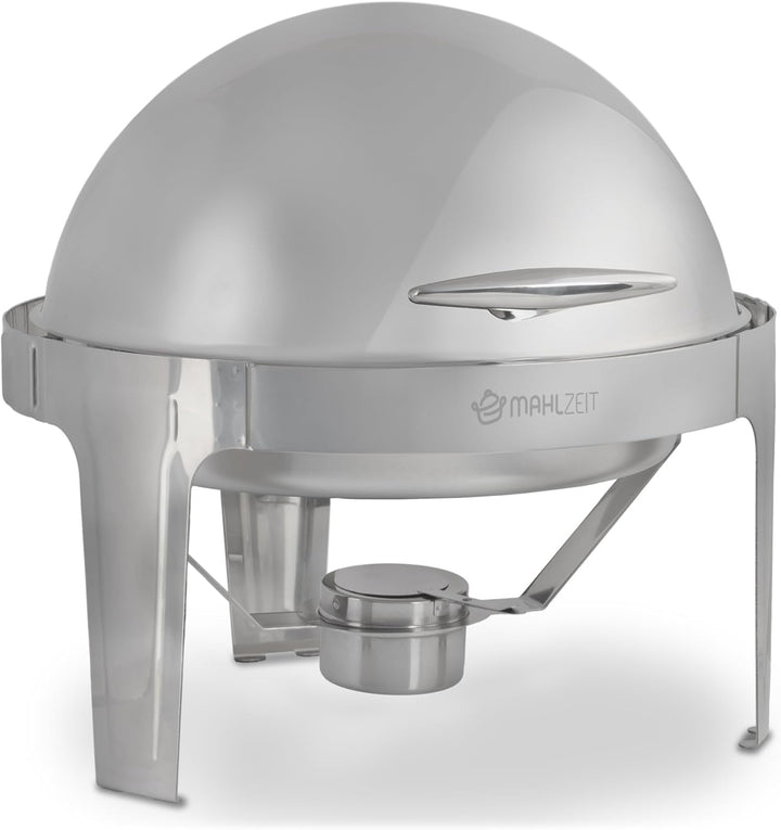 Mahlzeit Edelstahl Chafing Dish mit Rolltop 6 Liter | Speisenwärmer rund, Wärmebehälter, Bain Marie