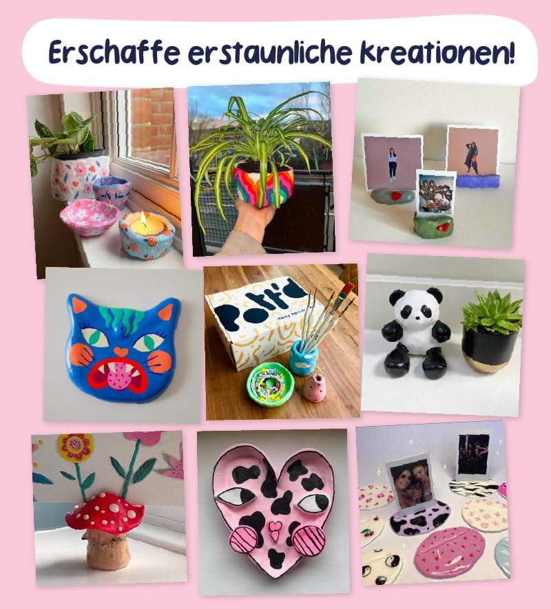 Pott'd Ton Töpferset für Anfänger für zuhause - Lufttrocknend. DIY Set für Erwachsene. Enthält: Luft