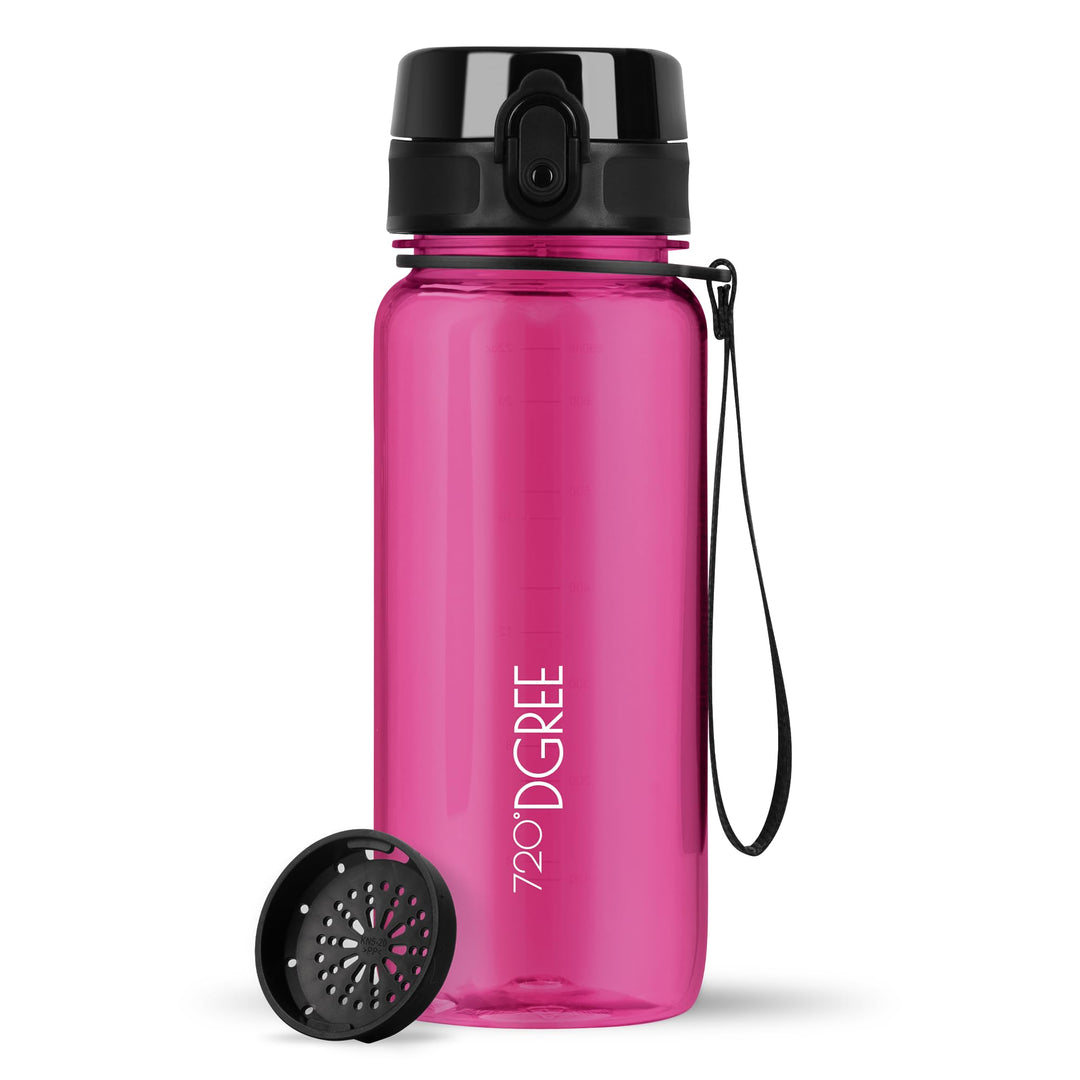 720°DGREE Trinkflasche 650ml “uberBottle“ crystalClear +Sieb - BPA-Frei - Auslaufsichere Wasserflasc